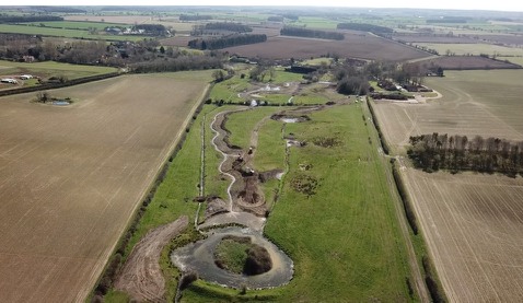 Norfolk Rivers Trust: Restoration site involving re-meandering and wetland creation